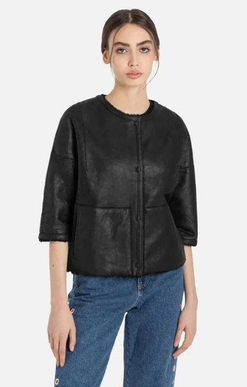 Lambskin Jackets<WERNER CHRIST Gitta: Reversible Jacket With Reduced-Length Black