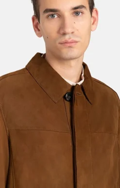 Leather Jackets<WERNER CHRIST Hakim: Light Leather Overshirt Mocca