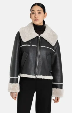 Lambskin Jackets<WERNER CHRIST Heidi: Short, Napped Jacket With Wool Effects Black