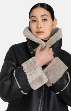 Lambskin Jackets<WERNER CHRIST Heidi: Short, Napped Jacket With Wool Effects Black