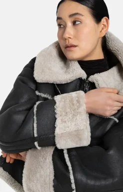 Lambskin Jackets<WERNER CHRIST Heidi: Short, Napped Jacket With Wool Effects Black