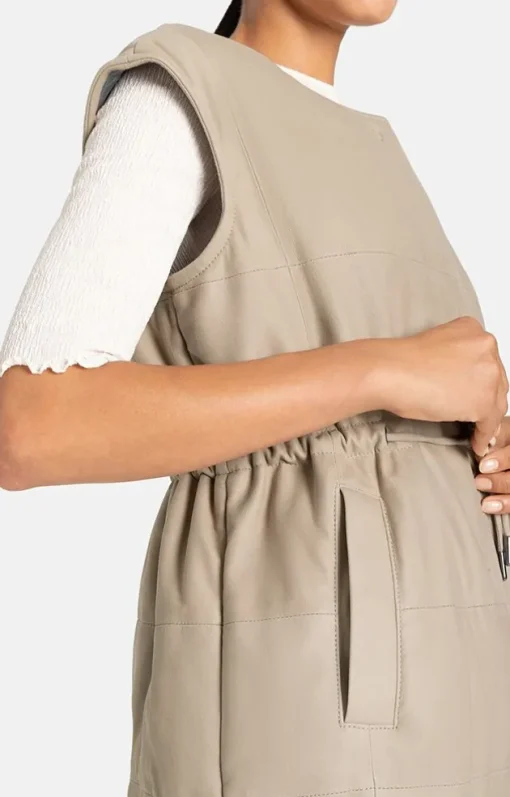 Leather Jackets<WERNER CHRIST Iris: Quilted Waistcoat With Waistband Stone