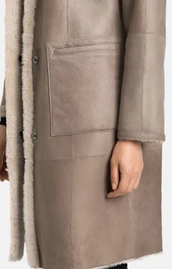 Lambskin Jackets<WERNER CHRIST Leona: Classic Coat With Hood Stone