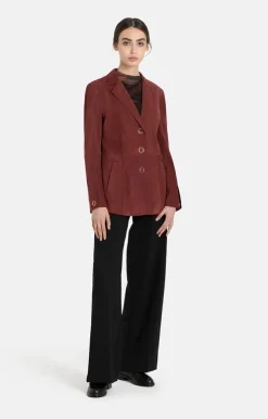 Leather Jackets<WERNER CHRIST Margarita: Fine Blazer With Hand Stitching Bordeaux