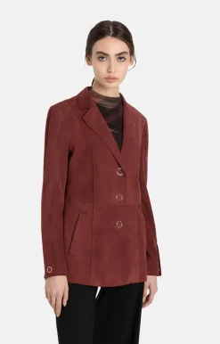 Leather Jackets<WERNER CHRIST Margarita: Fine Blazer With Hand Stitching Bordeaux