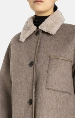 Lambskin Jackets<WERNER CHRIST Milena: Lambskin And Loden Jacket Stone