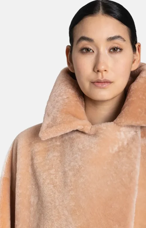 Lambskin Jackets<WERNER CHRIST Penelope: Lambskin Coat With Oversized Fit Burnt Orange