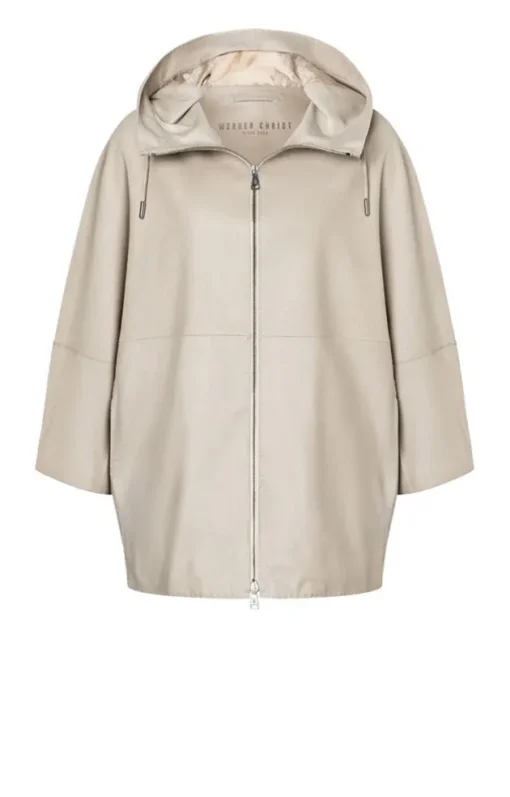 Leather Jackets<WERNER CHRIST Ronja: Oversized Hoodie With Hand Stitching Pearl Grey