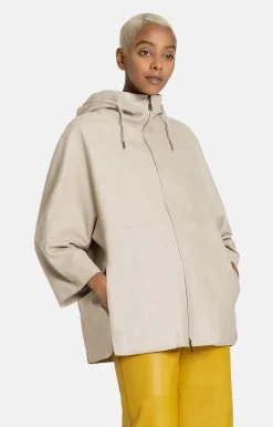 Leather Jackets<WERNER CHRIST Ronja: Oversized Hoodie With Hand Stitching Pearl Grey