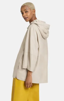 Leather Jackets<WERNER CHRIST Ronja: Oversized Hoodie With Hand Stitching Pearl Grey