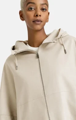 Leather Jackets<WERNER CHRIST Ronja: Oversized Hoodie With Hand Stitching Pearl Grey