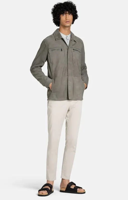 Leather Jackets<WERNER CHRIST Sandro: Field Jacket With Accentuated Breast Asphalt