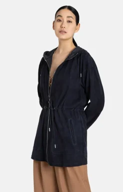 Leather Jackets<WERNER CHRIST Sani: Lightweight Hooded Jacket With Drawstri Navy