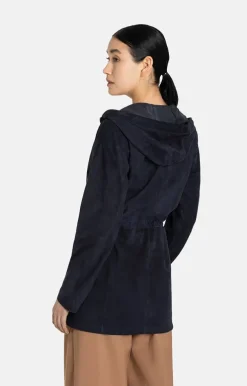 Leather Jackets<WERNER CHRIST Sani: Lightweight Hooded Jacket With Drawstri Navy
