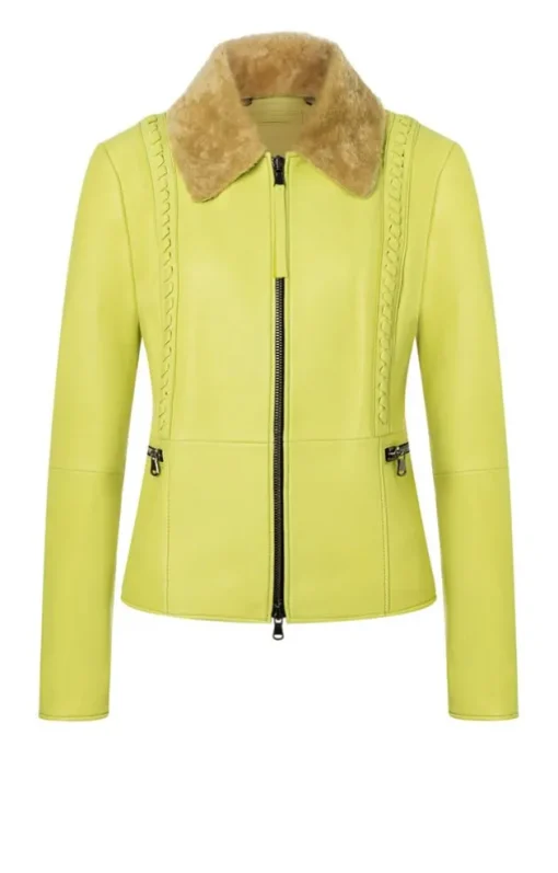 Leather Jackets<WERNER CHRIST Talea C: Jacket With Detachable Collar Fresh Lime