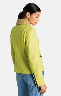 Leather Jackets<WERNER CHRIST Talea C: Jacket With Detachable Collar Fresh Lime