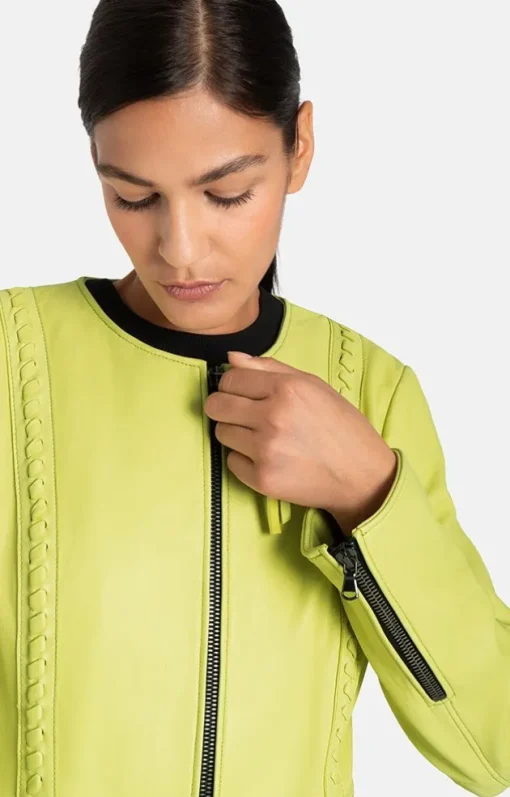 Leather Jackets<WERNER CHRIST Talea C: Jacket With Detachable Collar Fresh Lime