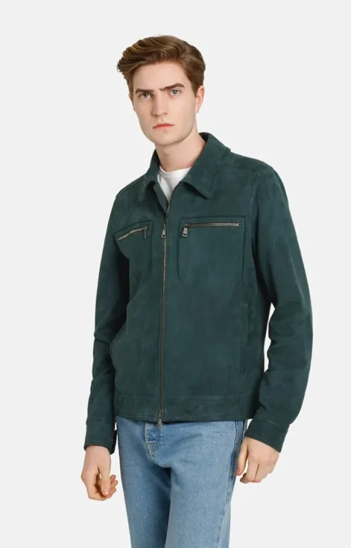 Leather Jackets<WERNER CHRIST Ted: Shorter Jacket With Turn-Down Collar Ivy Green