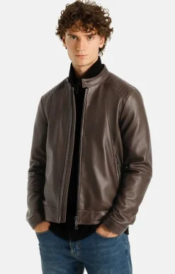 Leather Jackets<WERNER CHRIST Thore: Biker Jacket With Quilted Details Chocolate