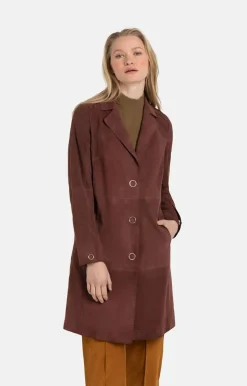 Leather Jackets<WERNER CHRIST Tonja: Light Coat With Hand-Stitched Seams Bordeaux