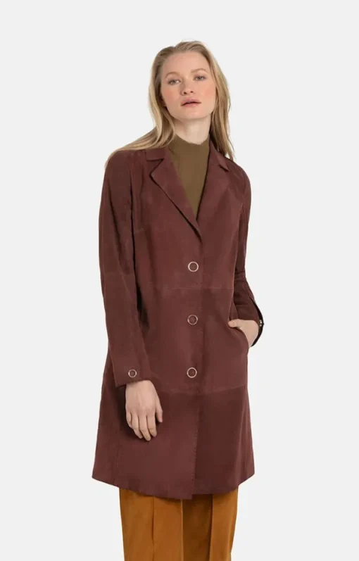 Leather Jackets<WERNER CHRIST Tonja: Light Coat With Hand-Stitched Seams Bordeaux