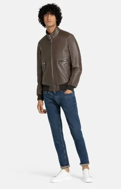 Leather Jackets<WERNER CHRIST Tony: Rugged Blouson With Knitted Cuffs Mustang