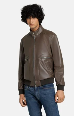 Leather Jackets<WERNER CHRIST Tony: Rugged Blouson With Knitted Cuffs Mustang