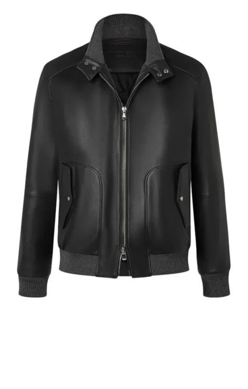 Leather Jackets<WERNER CHRIST Tristan: Padded Bomber With Knitted Welts Black