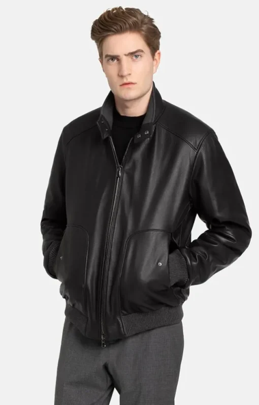 Leather Jackets<WERNER CHRIST Tristan: Padded Bomber With Knitted Welts Black