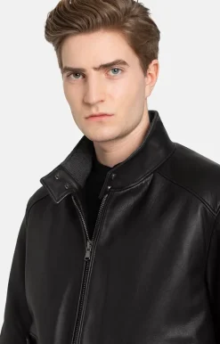 Leather Jackets<WERNER CHRIST Tristan: Padded Bomber With Knitted Welts Black