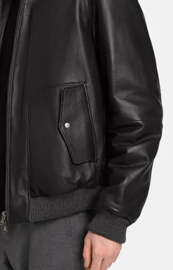 Leather Jackets<WERNER CHRIST Tristan: Padded Bomber With Knitted Welts Black