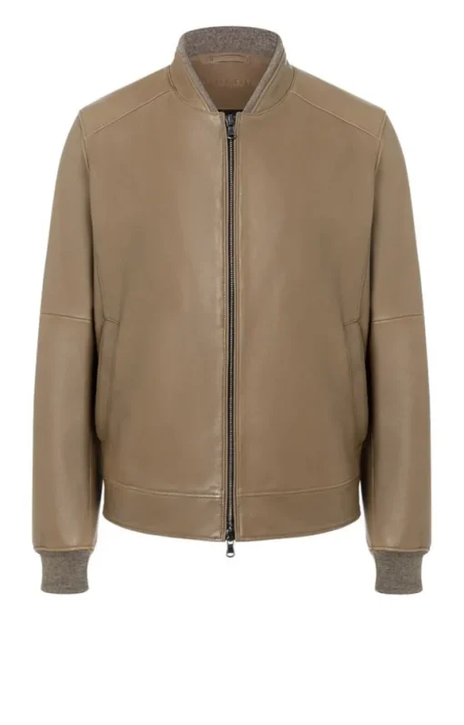 Leather Jackets<WERNER CHRIST Umberto: Classic College Blouson Taupe