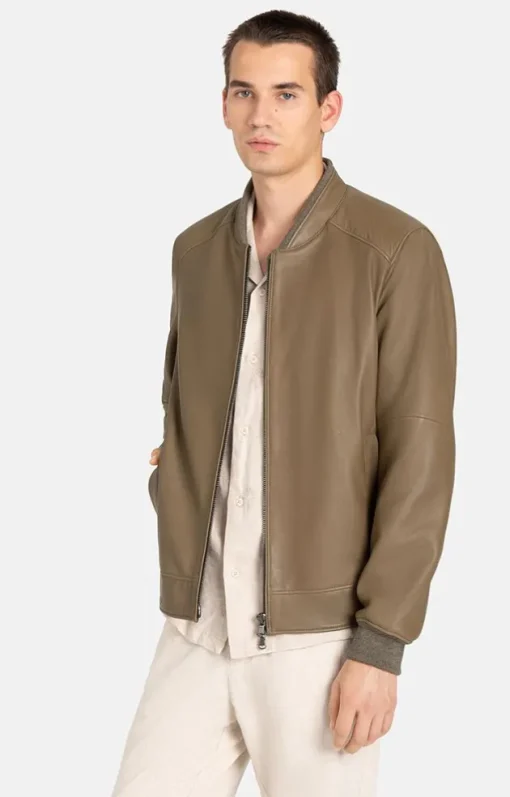 Leather Jackets<WERNER CHRIST Umberto: Classic College Blouson Taupe