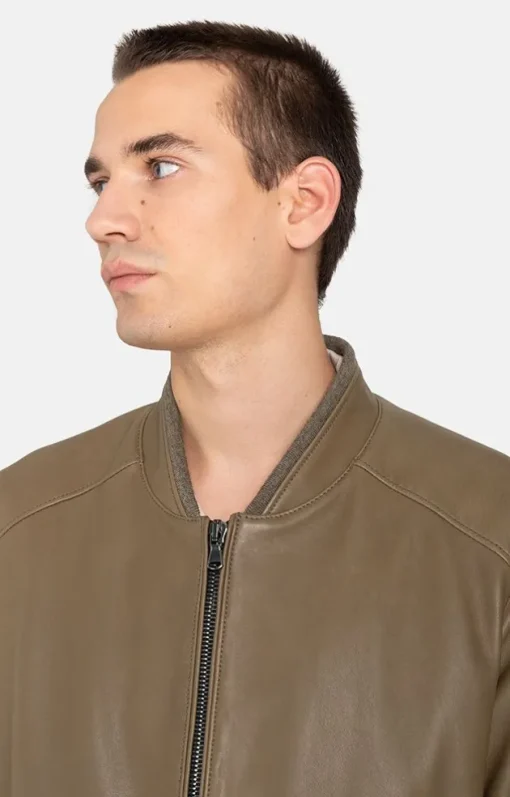 Leather Jackets<WERNER CHRIST Umberto: Classic College Blouson Taupe
