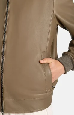 Leather Jackets<WERNER CHRIST Umberto: Classic College Blouson Taupe