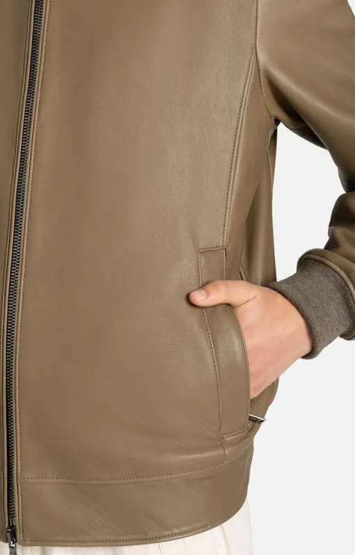Leather Jackets<WERNER CHRIST Umberto: Classic College Blouson Taupe