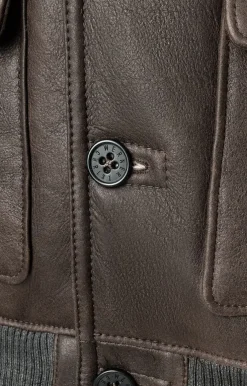 Lambskin Jackets<WERNER CHRIST Volker: Modern College Blouson Chocolate