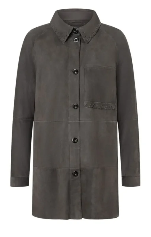 Leather Jackets<WERNER CHRIST Zanella: Light Overshirt With Details Asphalt