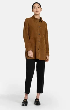 Leather Jackets<WERNER CHRIST Zitta: Lightweight Shirt-Jacket With Inserts Mocca