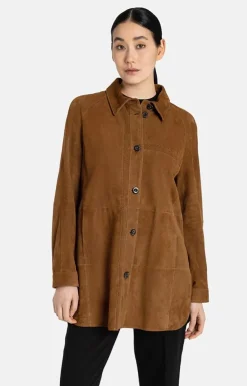 Leather Jackets<WERNER CHRIST Zitta: Lightweight Shirt-Jacket With Inserts Mocca