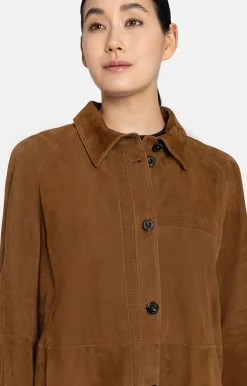 Leather Jackets<WERNER CHRIST Zitta: Lightweight Shirt-Jacket With Inserts Mocca