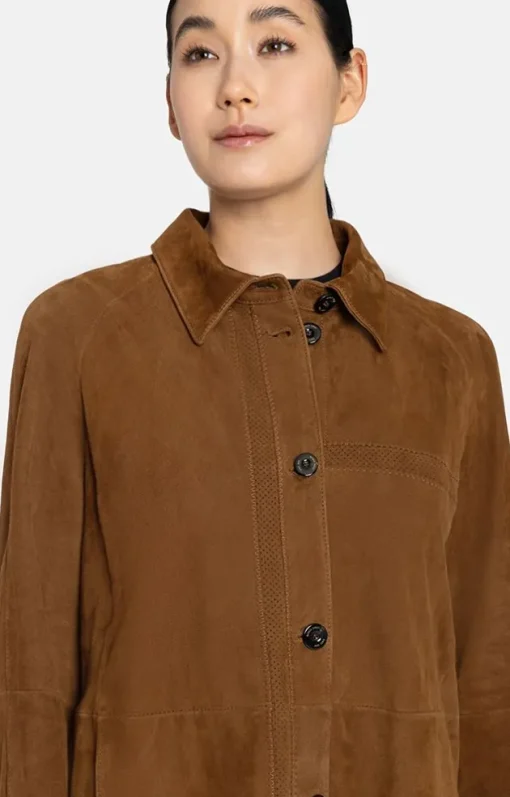 Leather Jackets<WERNER CHRIST Zitta: Lightweight Shirt-Jacket With Inserts Mocca